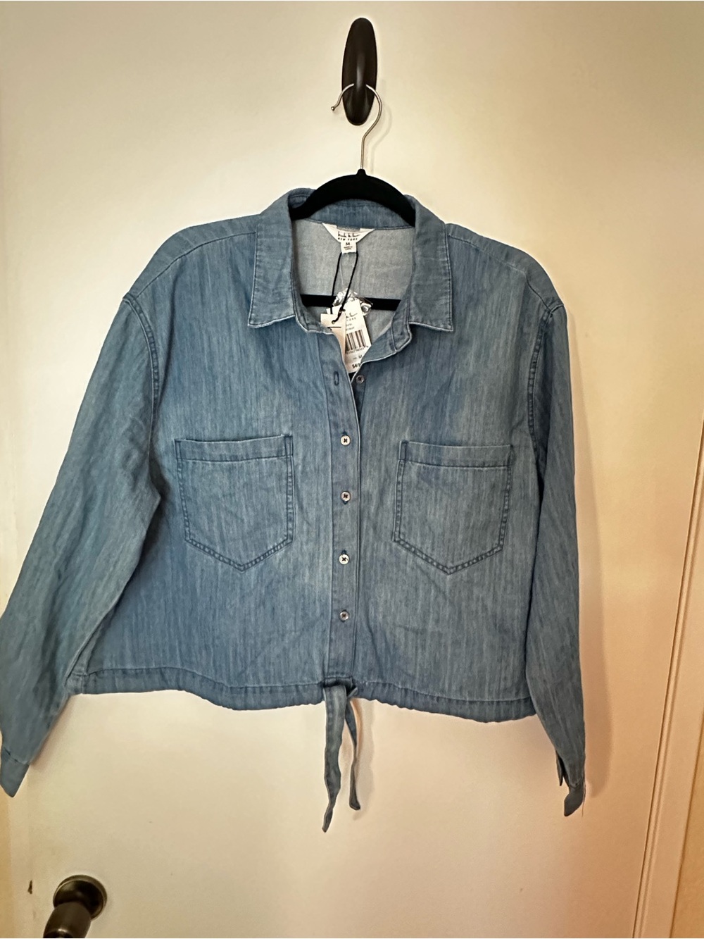 Nicole Miller Light Blue Denim Button-Front Long Sleeve Shirt